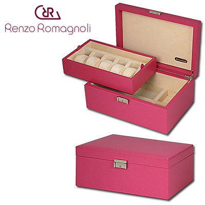 Шкатулка для 5 часов (двухъярусная), розовая Шкатулка Renzo Romagnoli 2007 г инфо 2921c.