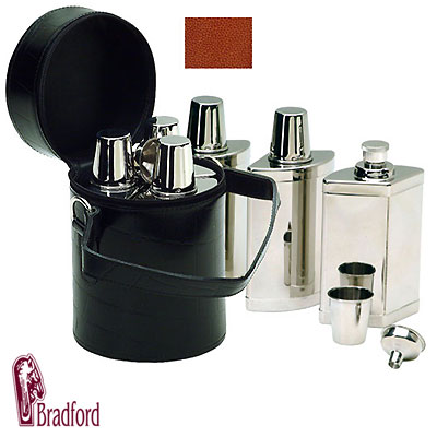 Подарочный набор фляжек в футляре, светло-коричневый Винные аксессуары Bradford 2007 г инфо 7779c.