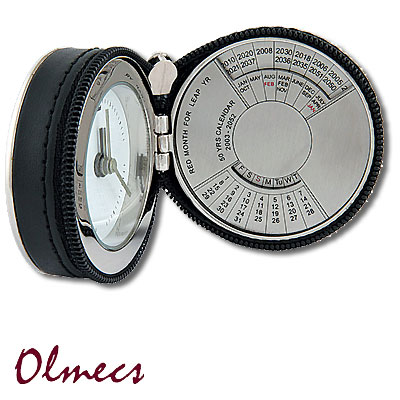 Часы дорожные с календарем и будильником, черные Olmecs 2008 г инфо 8781c.