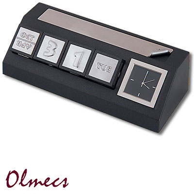 Часы с календарем, черные Часы настенные, настольные Olmecs 2007 г инфо 13151d.