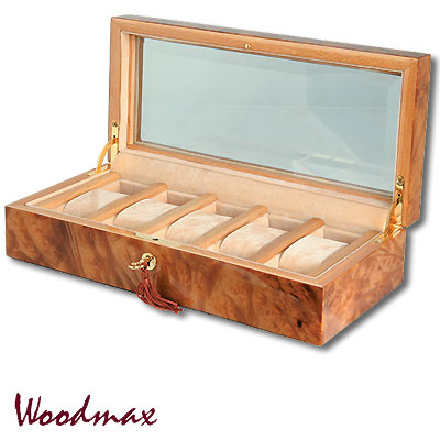 Шкатулка для 5 часов, светло-коричневая Шкатулка Woodmax 2007 г инфо 176i.